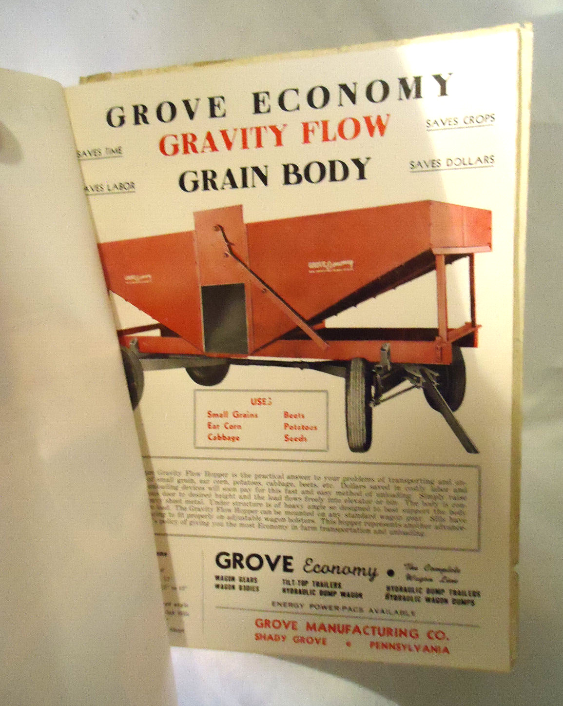 1950’S GROVE MANUFACTURING FARM WAGON CATALOG 9 PAGES