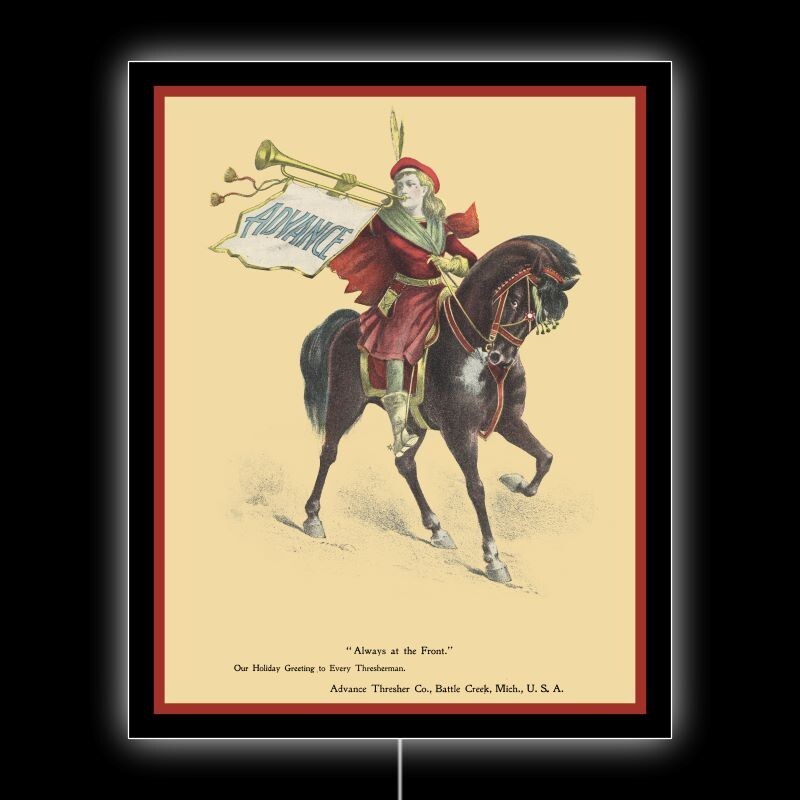1898 ADVANCE Thresher of Battle Creek, MI NEW LED Hanging Lighted Sign: 18×23″