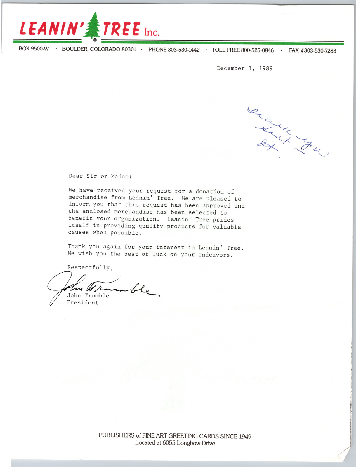 Collections Letters Museum of Western Art Denver CO Christmas Old West 1989