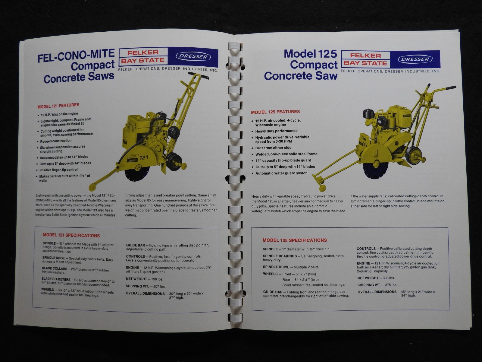 1974 Dresser Felker Bay State Concrete Saw Dealers’ Sales Catalog W/Prices MINTY
