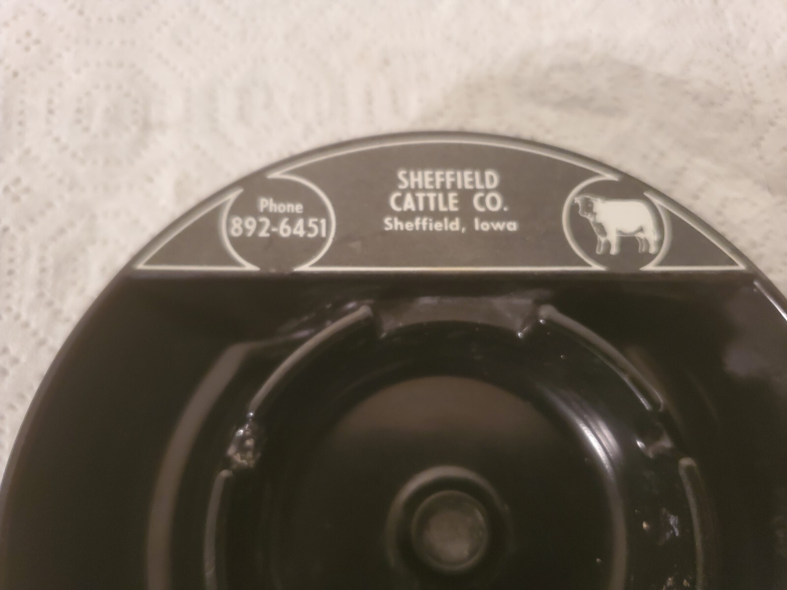 5-1/2″ Hard Plastic Ashtray Sheffield Cattle Company Sheffield Iowa Ranching