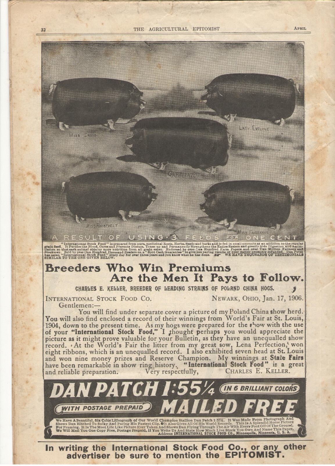 5 VTG 1906-07 ‘AGRICULTURAL EPITOMIST’ MAGAZINES! ONLY PAPER PRINTED ON A FARM!