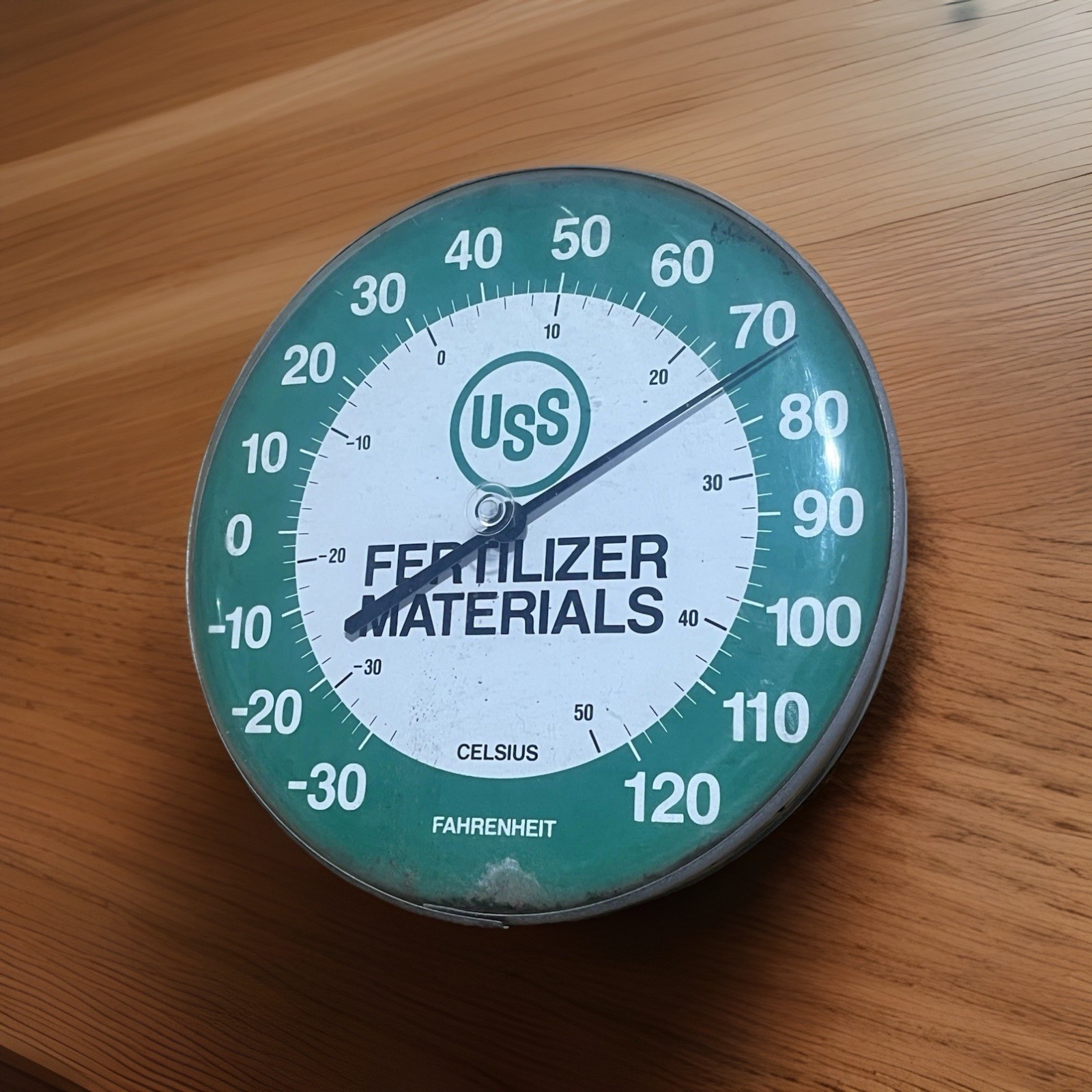 VINTAGE USS FERTILIZER MATERIALS FARM THEROMETER 12″ WORKS