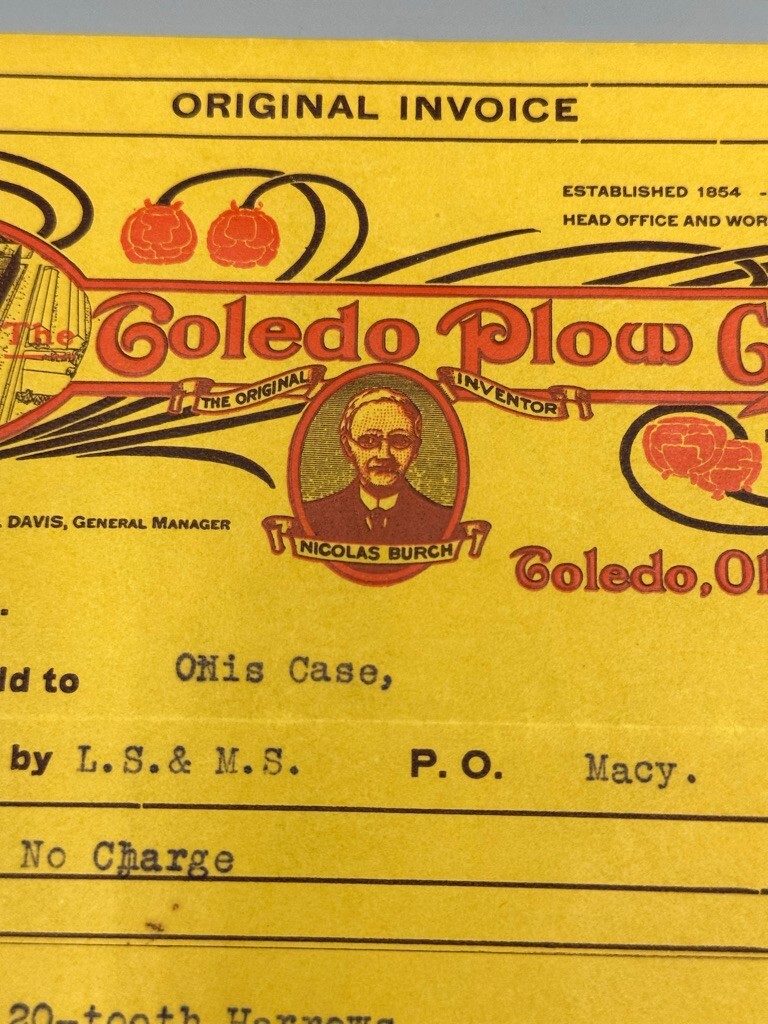 1890 & 1910 TOLEDO PLOW Ohio FARM Advertising Invoice