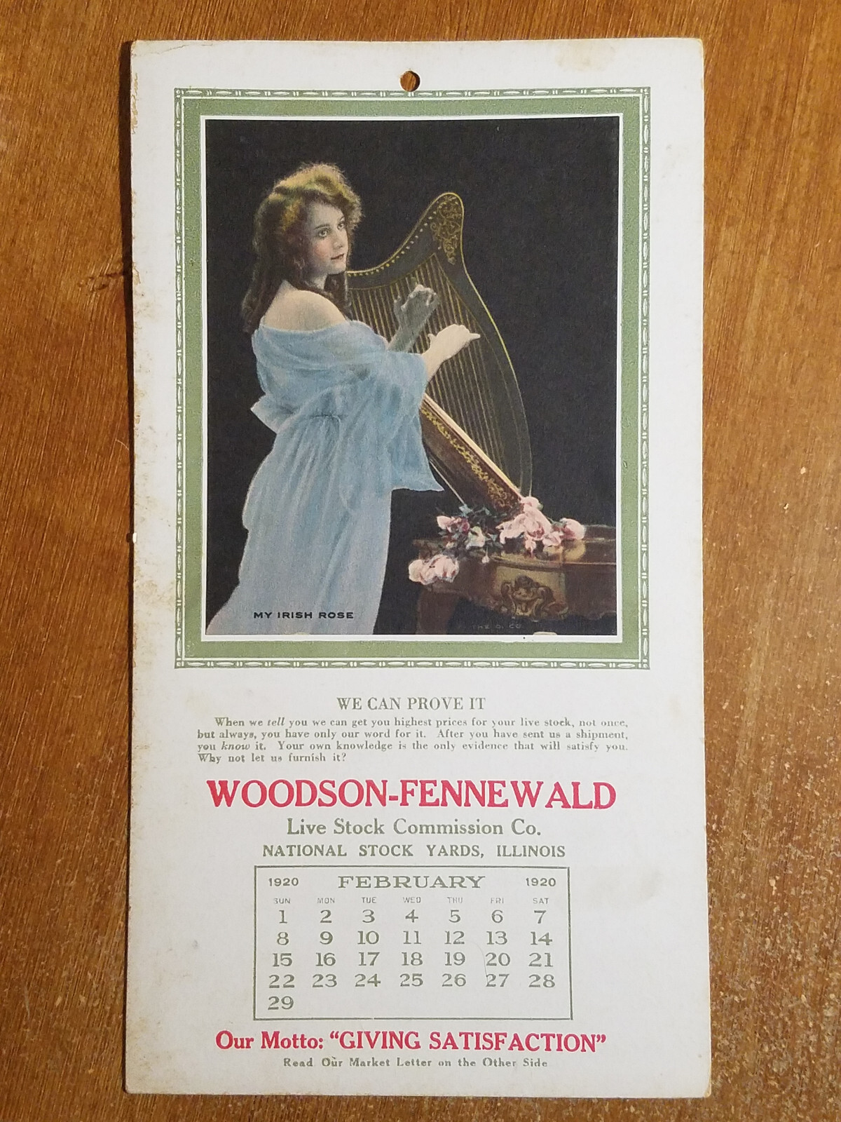1920 Calendar, Woodson-Fennewald National Stock Yards, Illinois