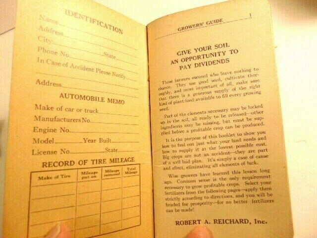 old fertilizer advertising booklet: Reichard’s Grower’s Guide (Allentown, PA)