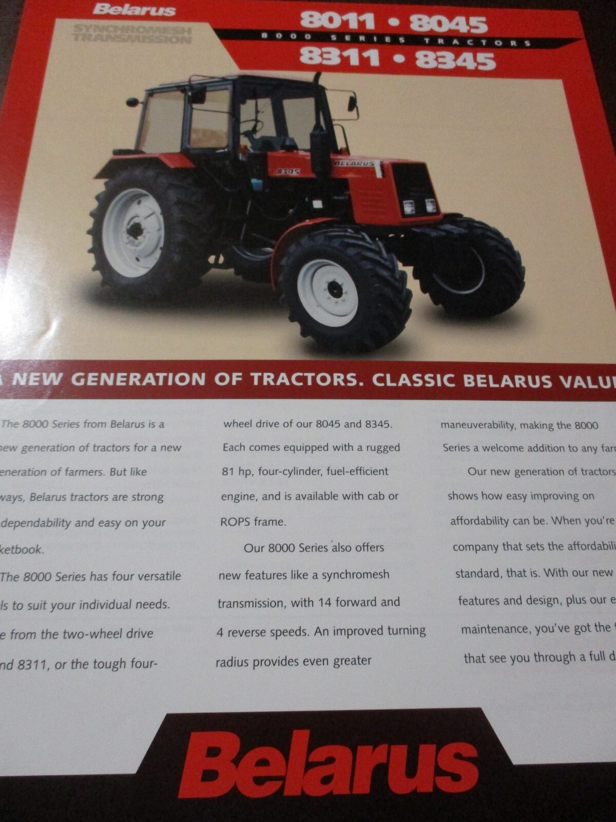 Belarus Tractors Sales/Specifications Brochures 7 items, Circa 1990’s
