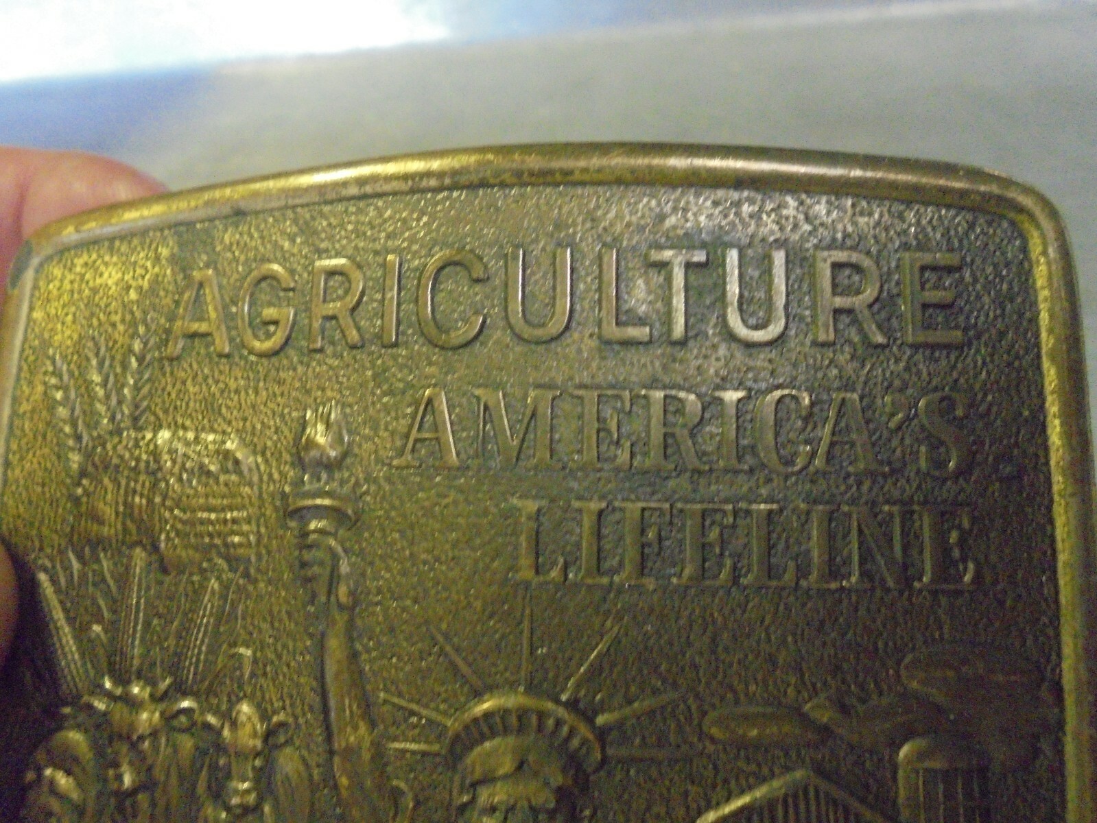 Vintage Farmhand Agriculture America’s Lifeline brass belt buckle