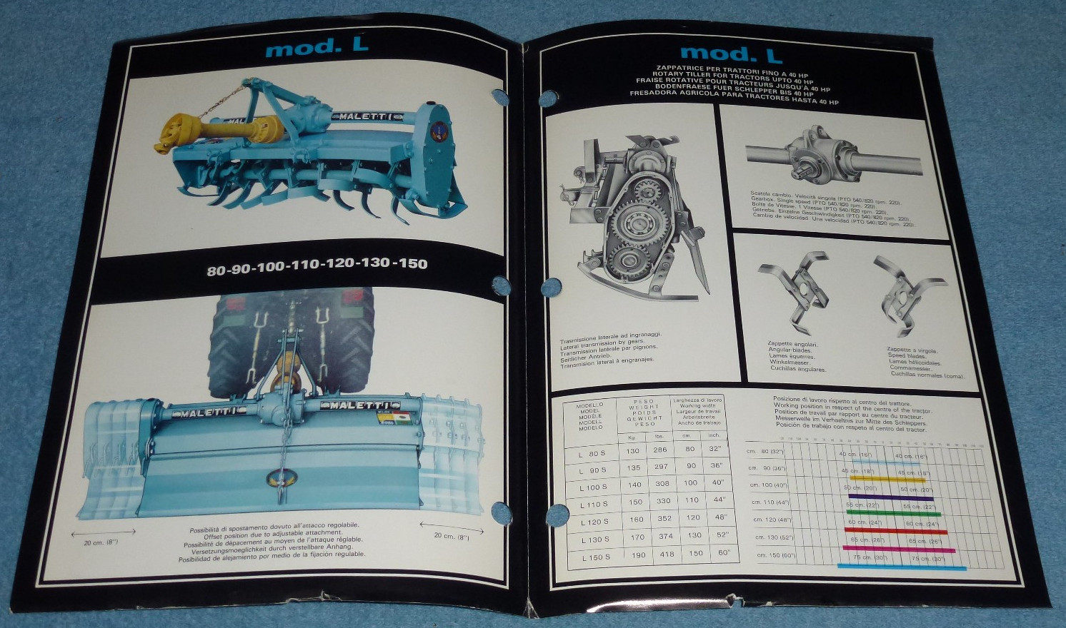 Vintage Maletti Model L Rotary Tiller Farm Equipment Brochure Specs Sheet