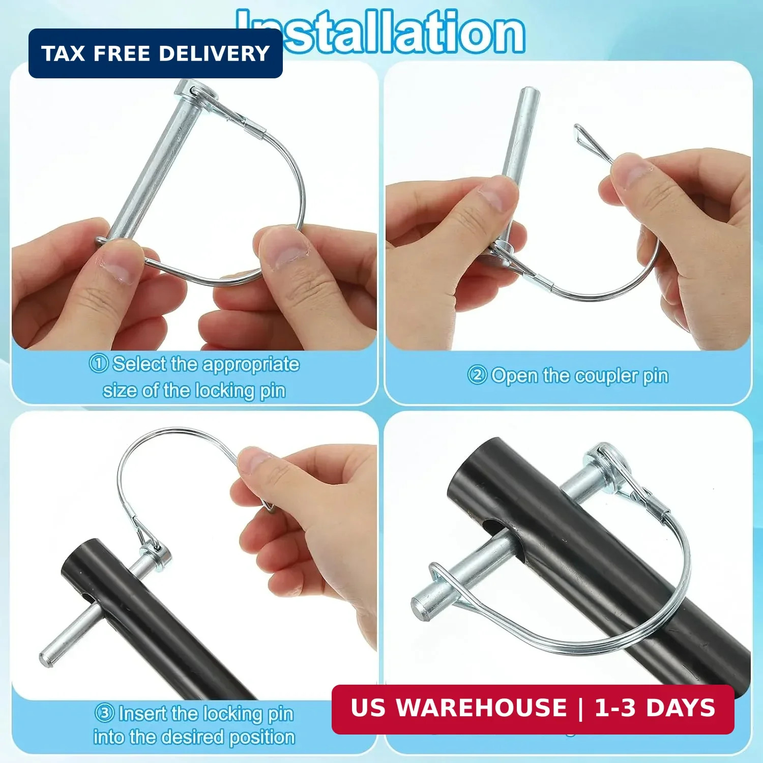 PATIKIL Trailer Coupler Pin 3/16×1-5/8×1.38″(D*L*IW), 6 Pcs Wire Lock Pin Safety