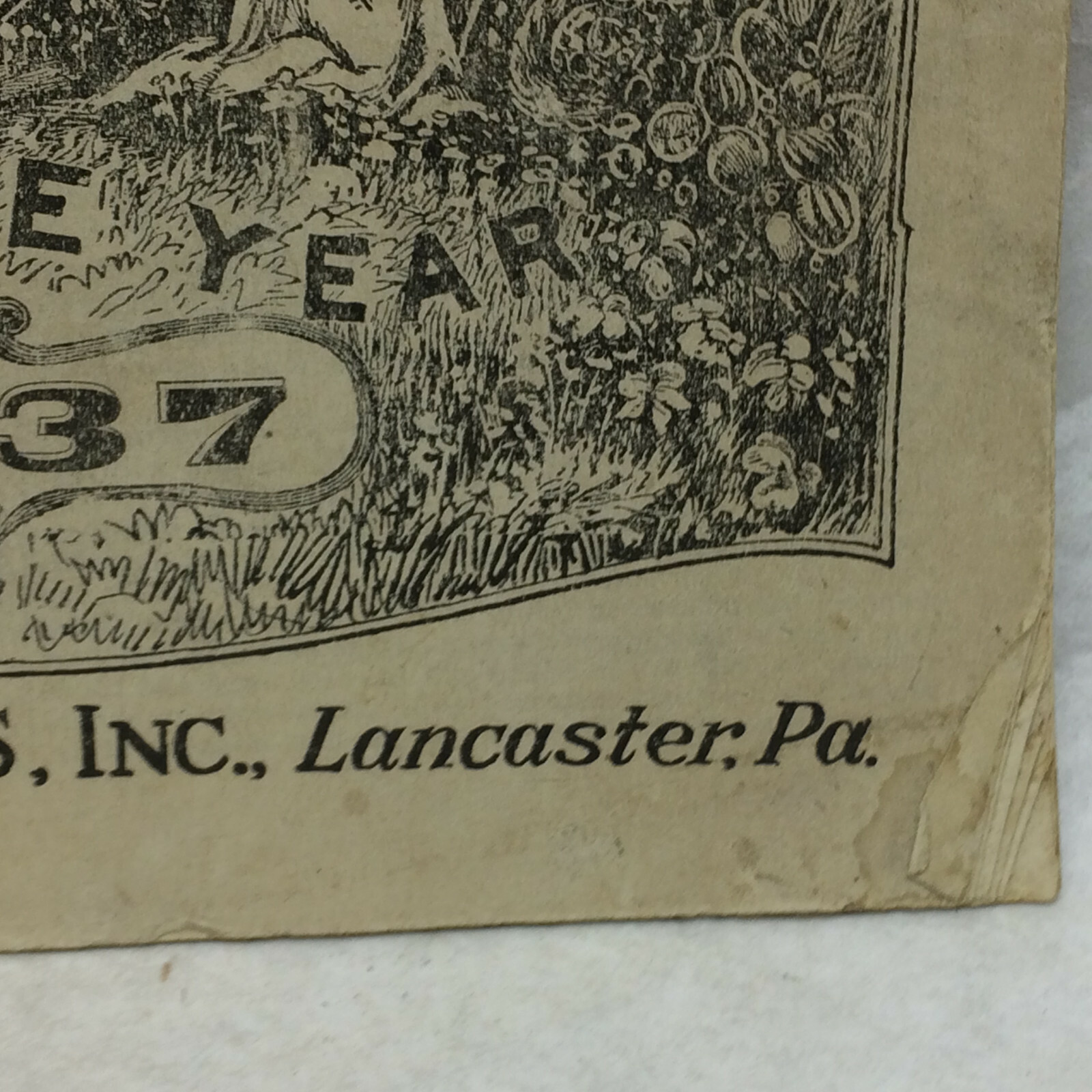 Vintage 1937 John Baer’s Sons Lancaster PA Agricultural Almanac