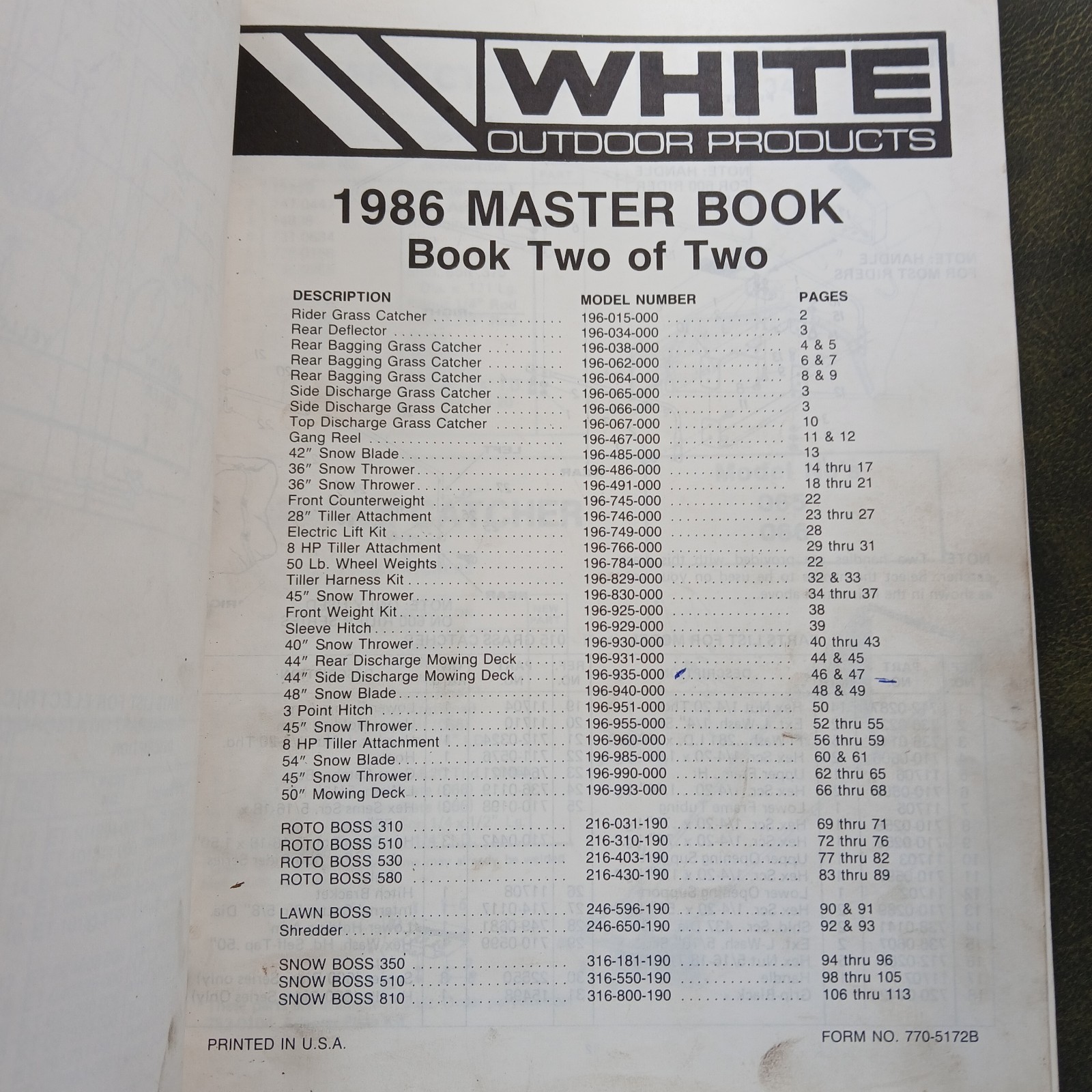 White Lawn Tractors & Attachments Shop Parts Manual