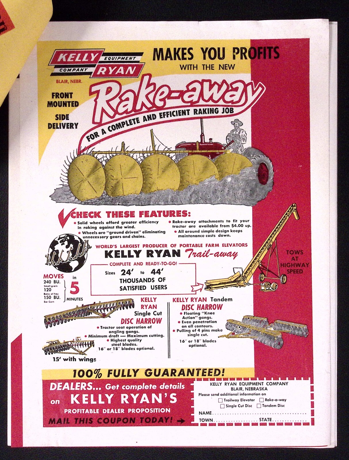 1954 New Kelly Ryan Pull Type Rake Dealer Brochure Kelly Ryan Equipment Co
