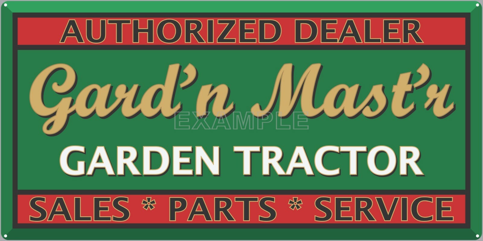 GARD’N MAST’R GARDEN TRACTOR DEALER VINTAGE SIGN REMAKE ALUMINUM SIZE OPTIONS