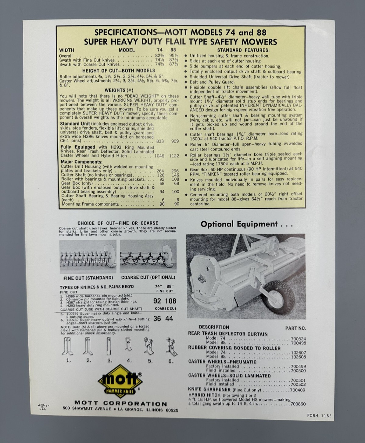 1970s MOTT Hammer Knife MOWERS Farm Advertising Vintage