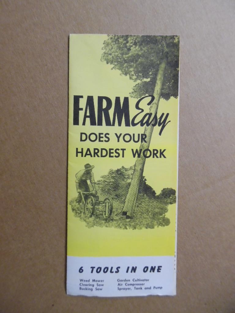 c.1950 Farm Easy Products Garden Tractor Catalog Brochure Muncie Indiana Vintage