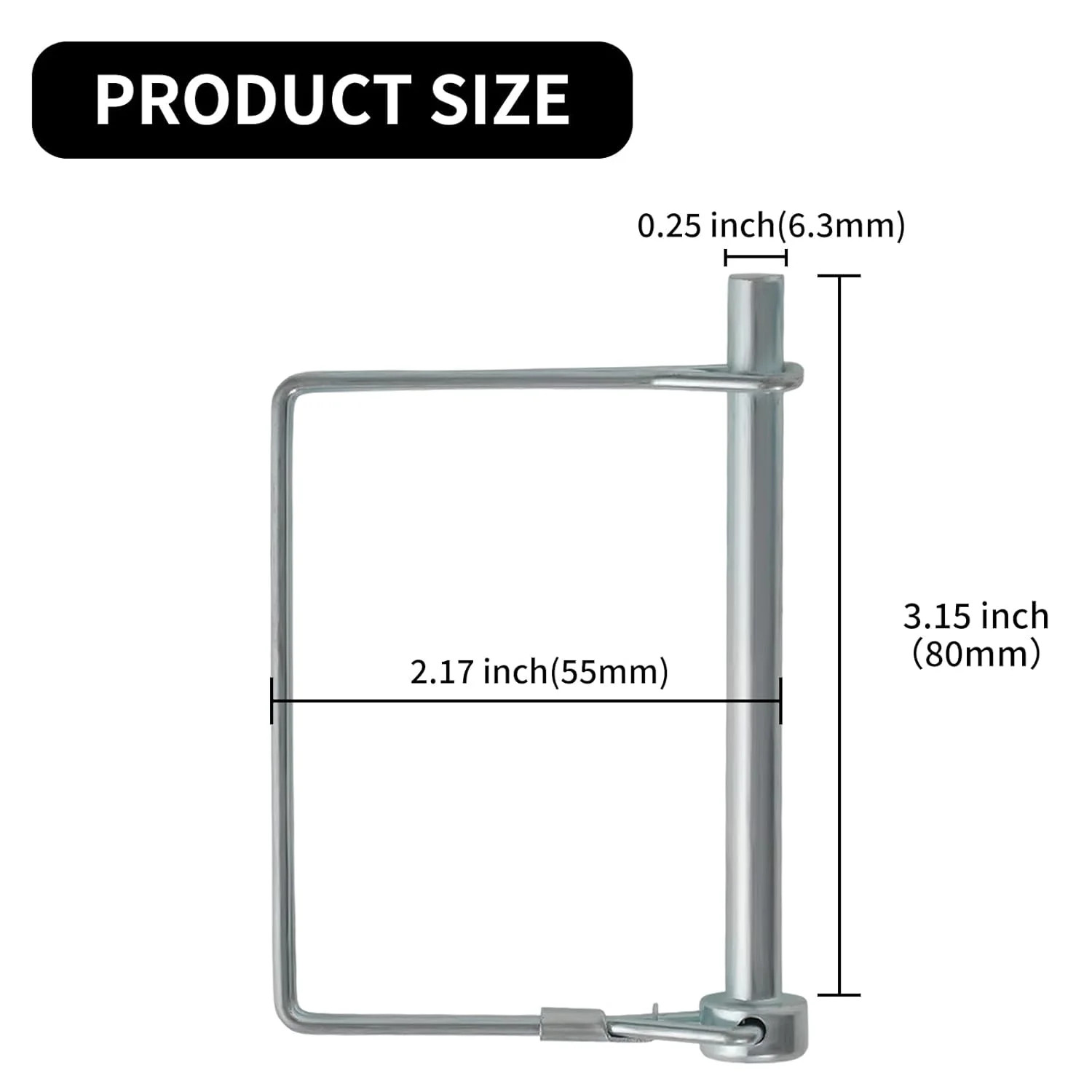 2 Pack Premium Safety Coupler Pin 1/4″ x 3.15″(6.3mm x 80mm) High-Quality Traile