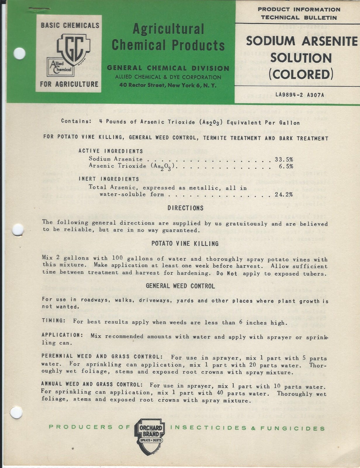 Lawn Garden Data Sheet – Allied Chemical – Brush Weed Killers – 6 items (LG64)