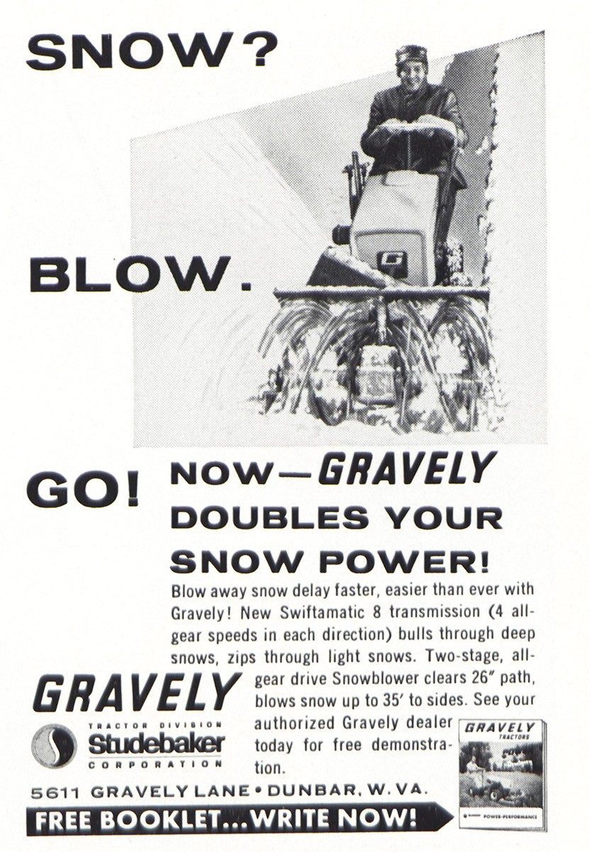 1963 Gravely Studebaker: Snow Blow Go Vintage Print Ad