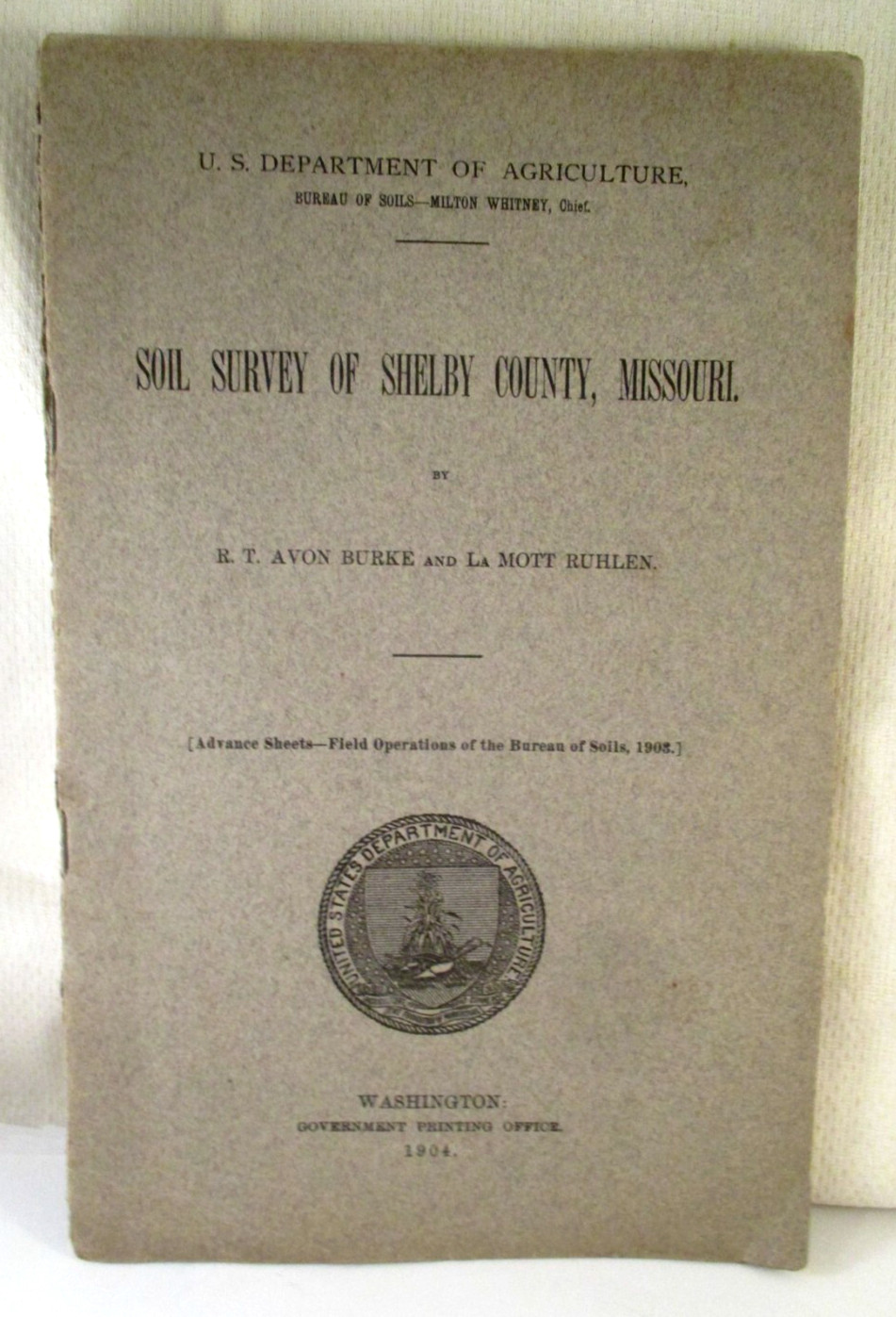Early 1900’s US DEPT AGRICULTURE SOIL SURVEY SHELBY COUNT MISSOURI BOOKLET/MAP