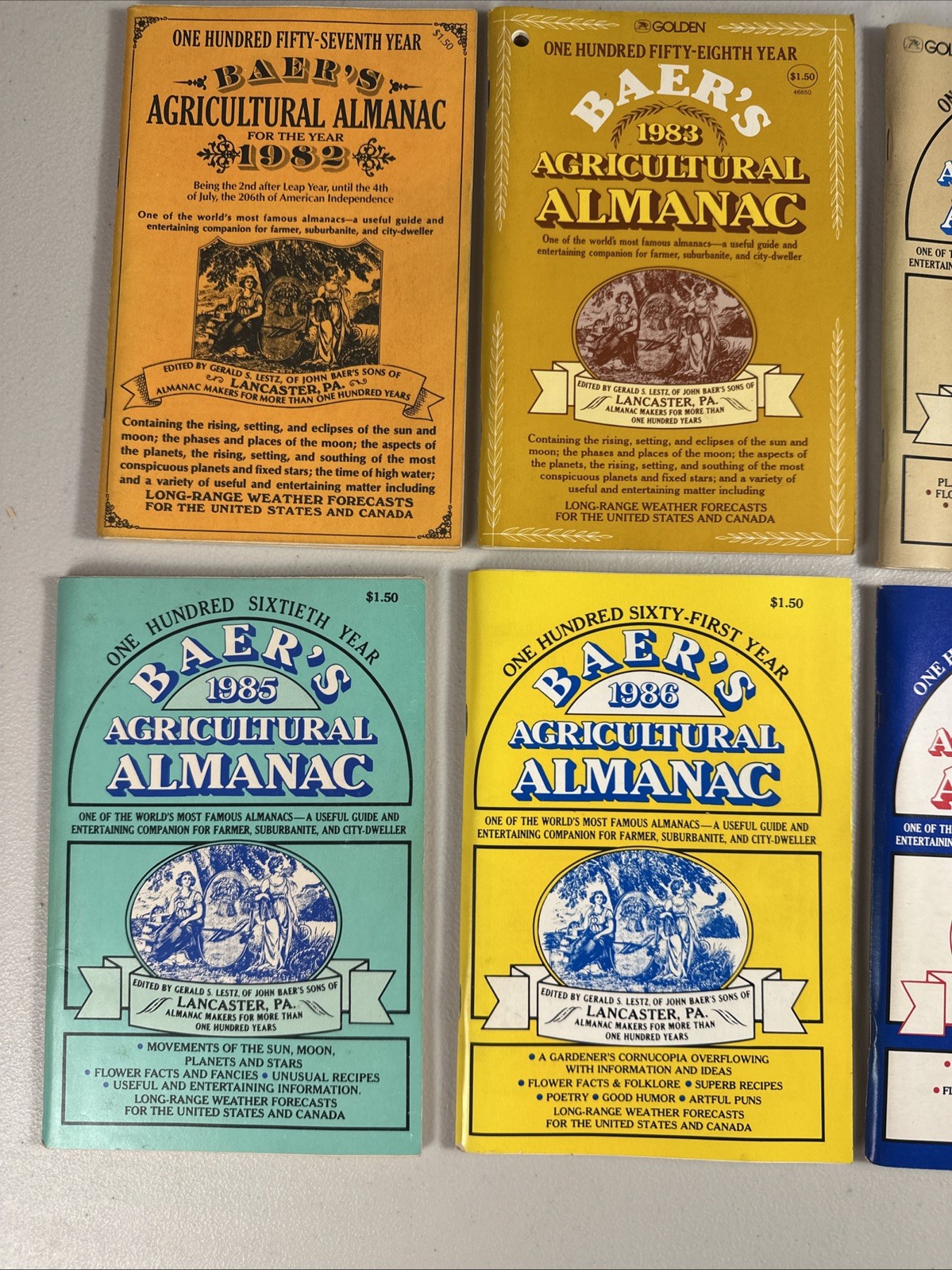 VINTAGE FARMERS & AGRICULTURAL ALMANACS BAER’S LANCASTER PA 1969-1979 81-86 1989