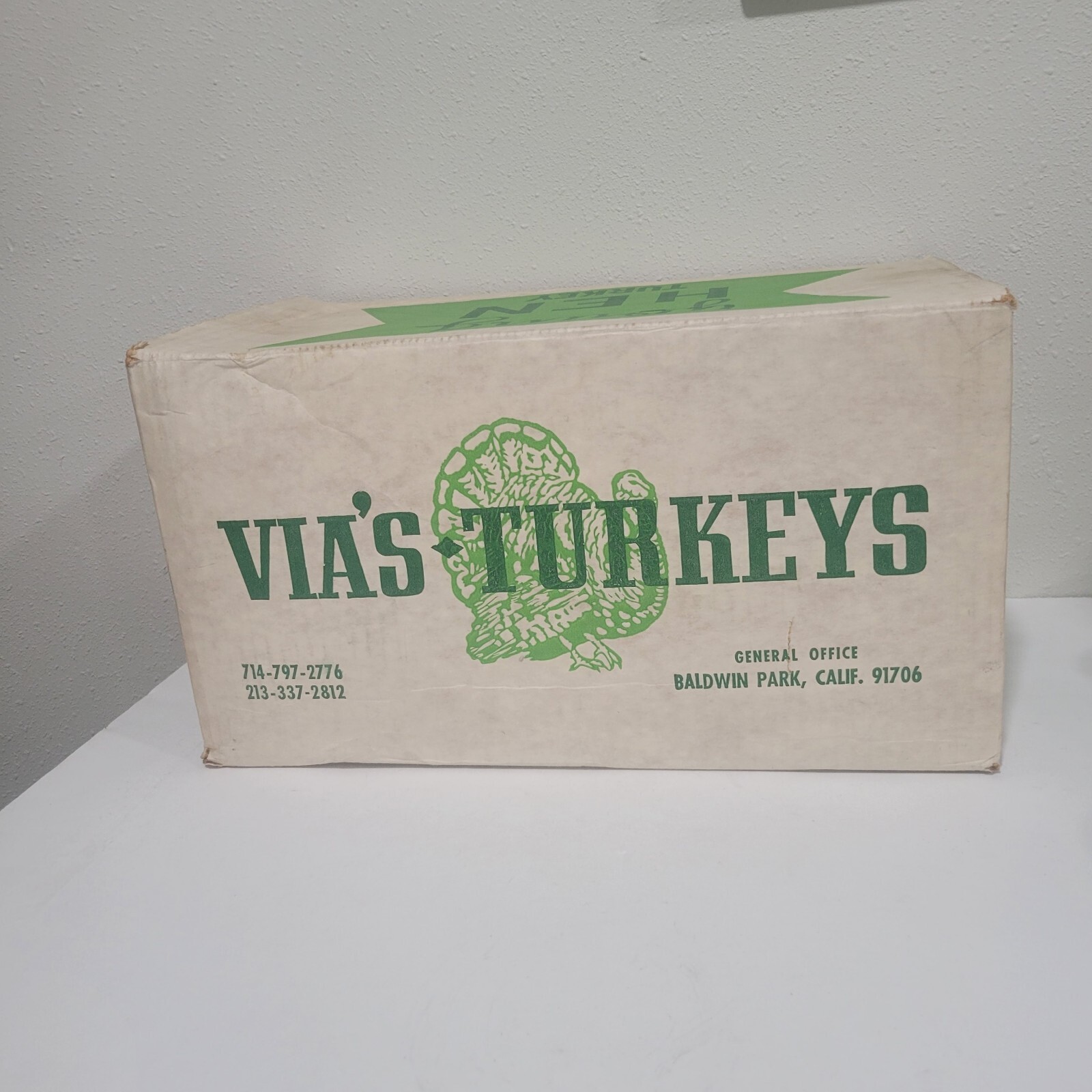 Vintage Cardbord Box Via’s Turkeys Yucaipa Baldwin Park