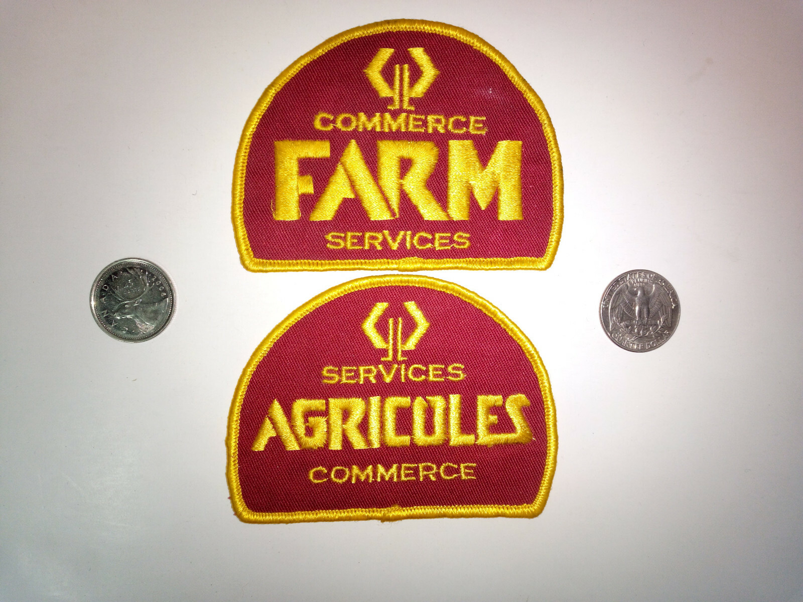 Vintage CIBC Bank Commerce Farm Services Agricole Patch Badge Crest (Lot Of 2)