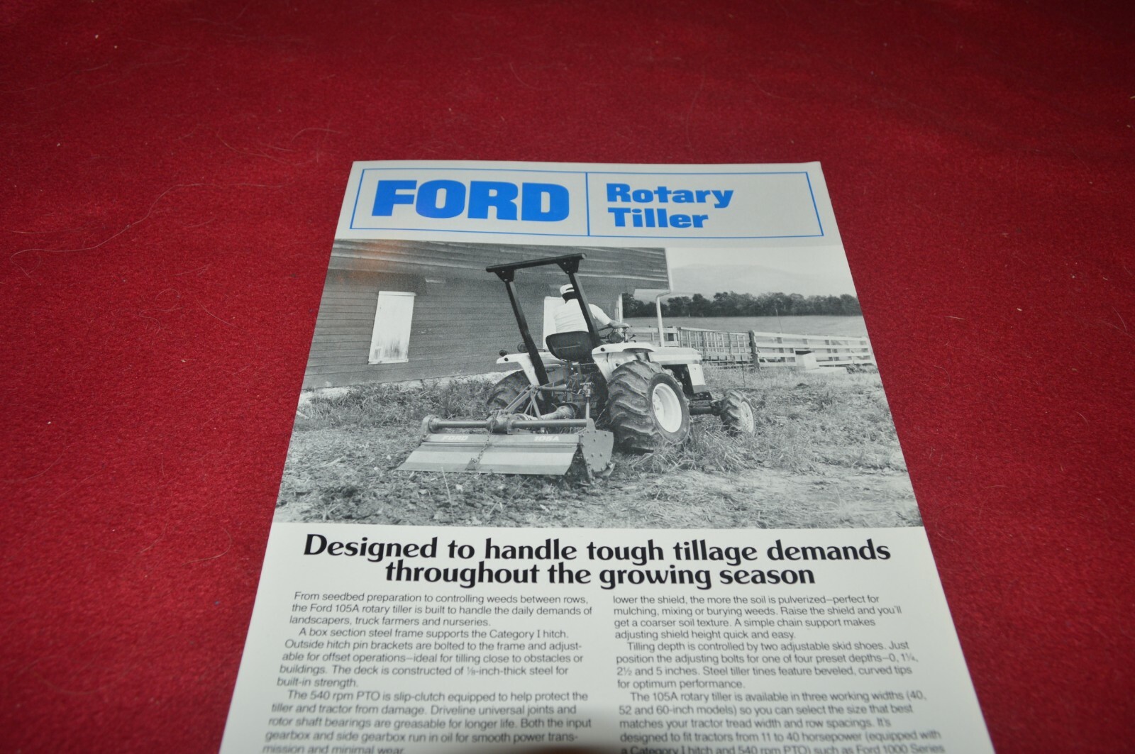 Ford Tractor 105A Rotary Tiller Brochure FCCA