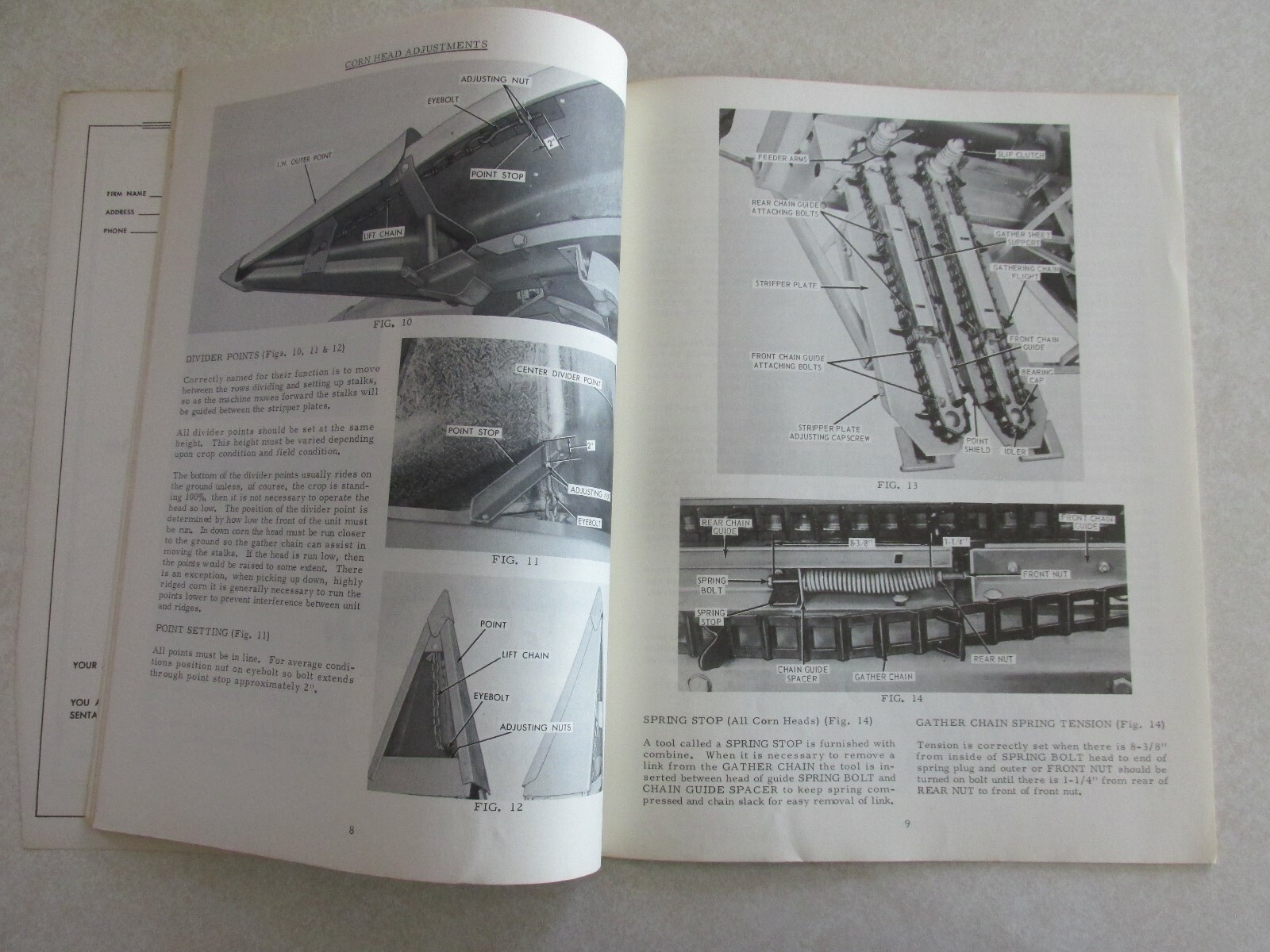 MBE89 Farm Manual Operating Instructions Allis Chalmers G430 corn heads combine