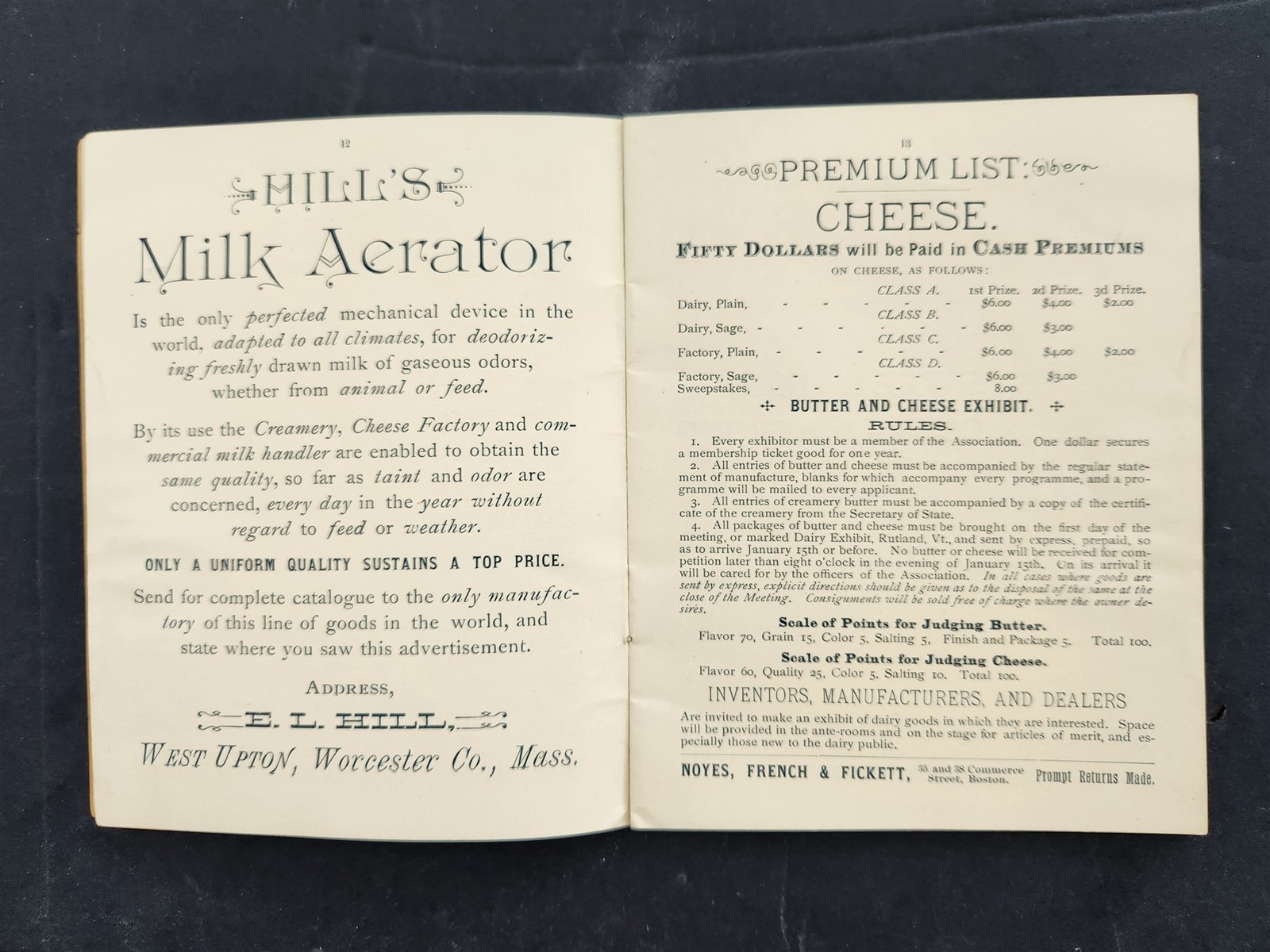 1890 antique VERMONT DAIRYMEN’S ASSOC w ADS PROGRAM EXHIBIT 29th annual meeting