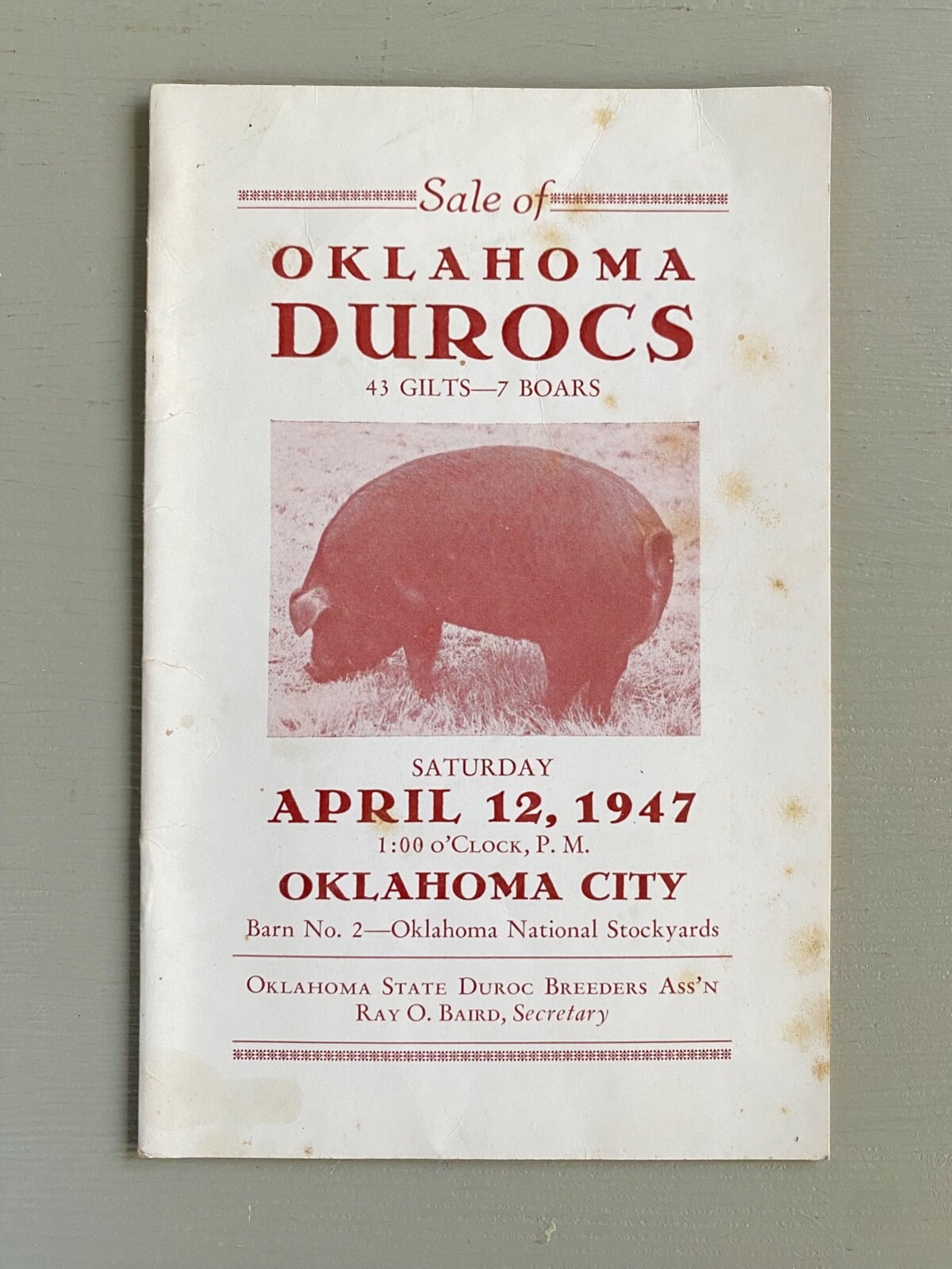 Vintage Durocs Hogs Pig Sale Catalog Book Oklahoma City OK 1947 Farm Ag Ephemera