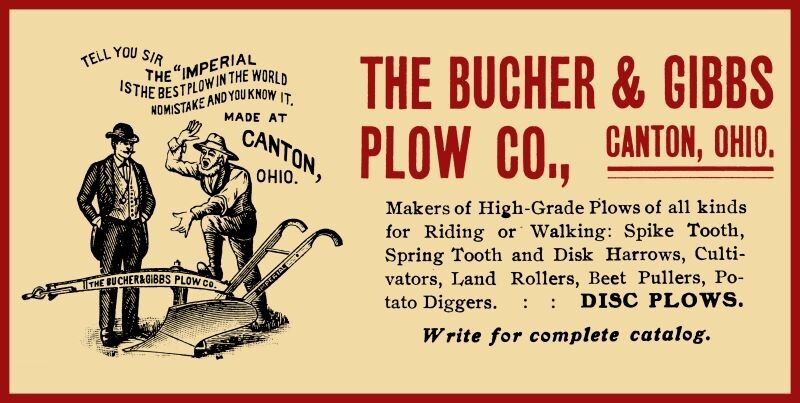 Bucher & Gibbs Plow Co. of Canton, OhiO NEW Sign 18×36″ USA STEEL XL Size 8 lbs