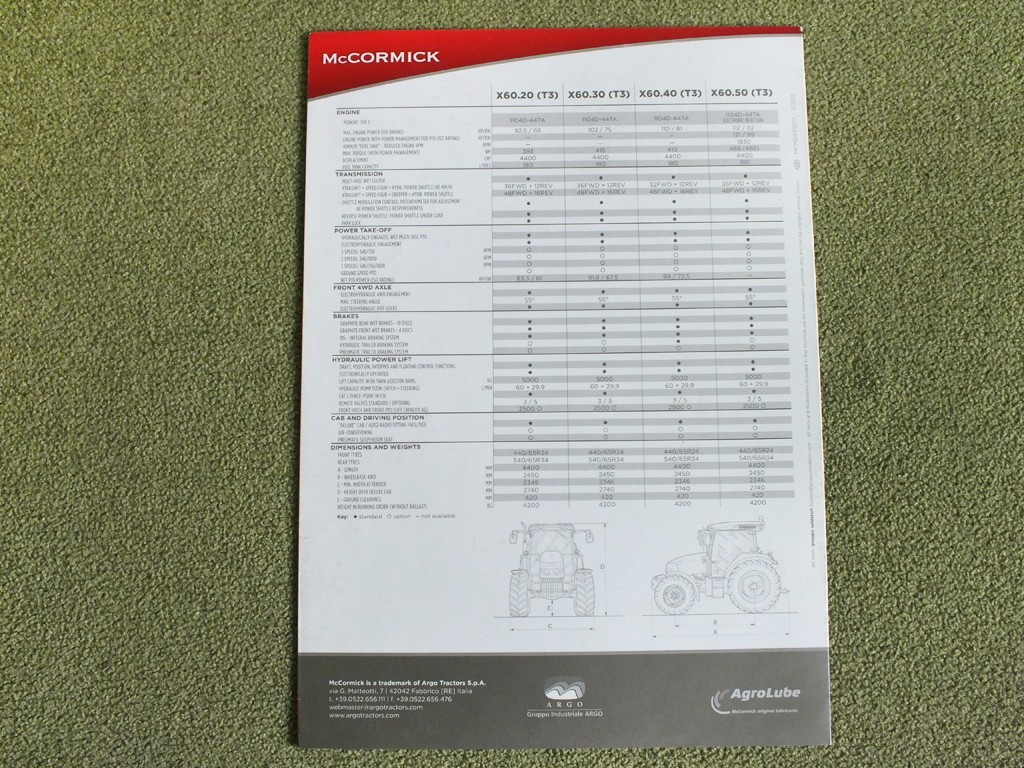 McCORMICK X60 Universal Tractor Farm Equipment Brochure 2011