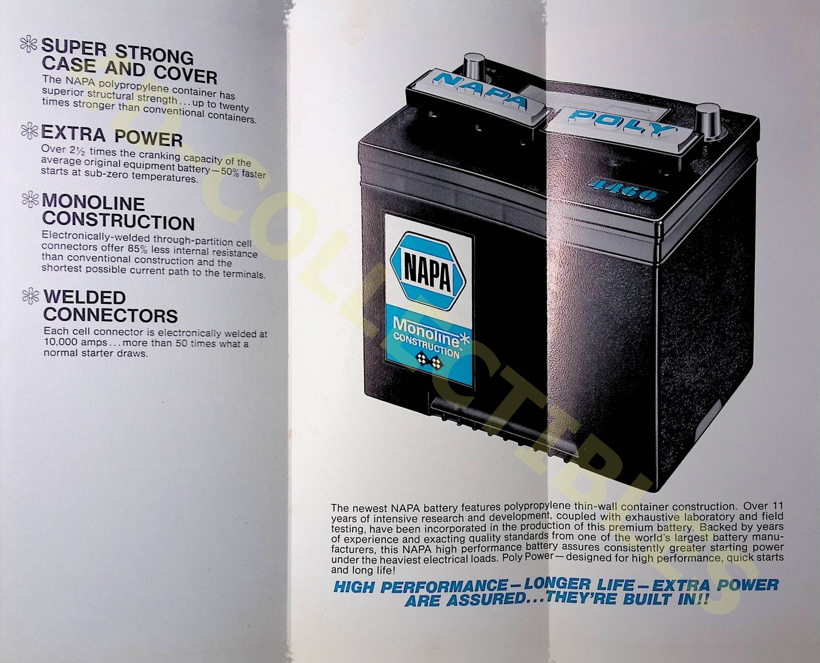 Vintage NAPA Batteries Brochure Farm Equipment Specs Sheet