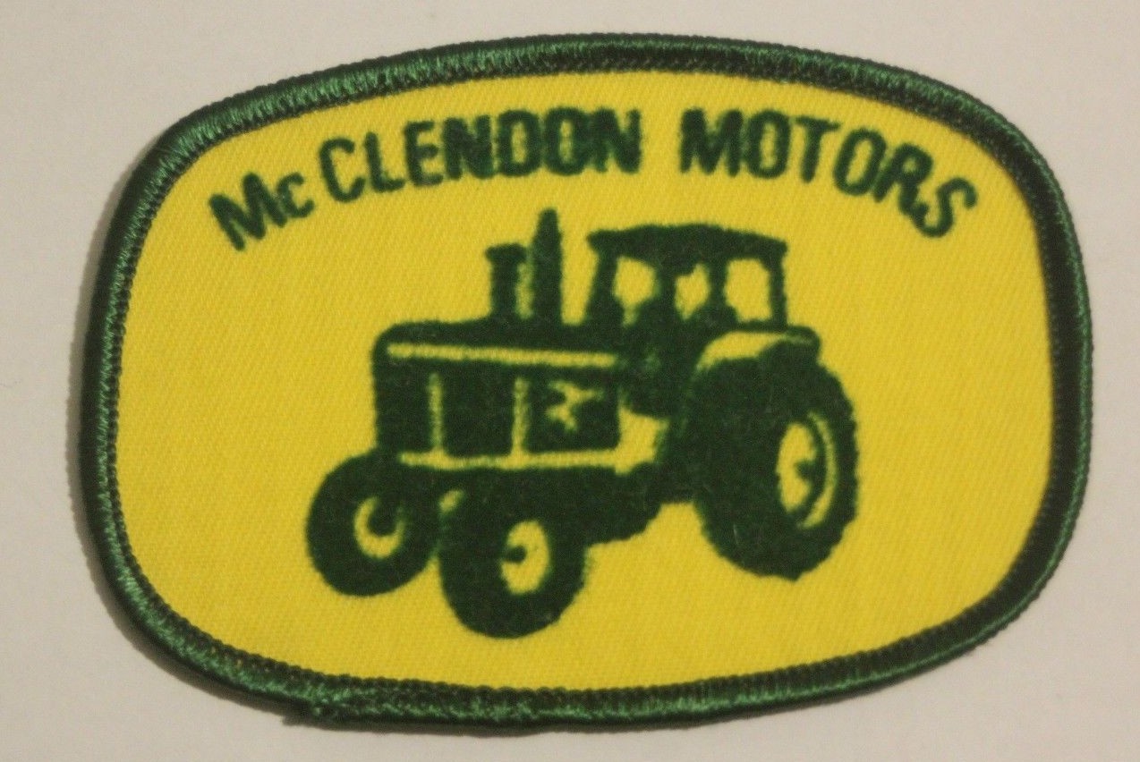 McClendon Motors Tractor Farm Agriculture Velveted Embroidered 2pc Patch Badge