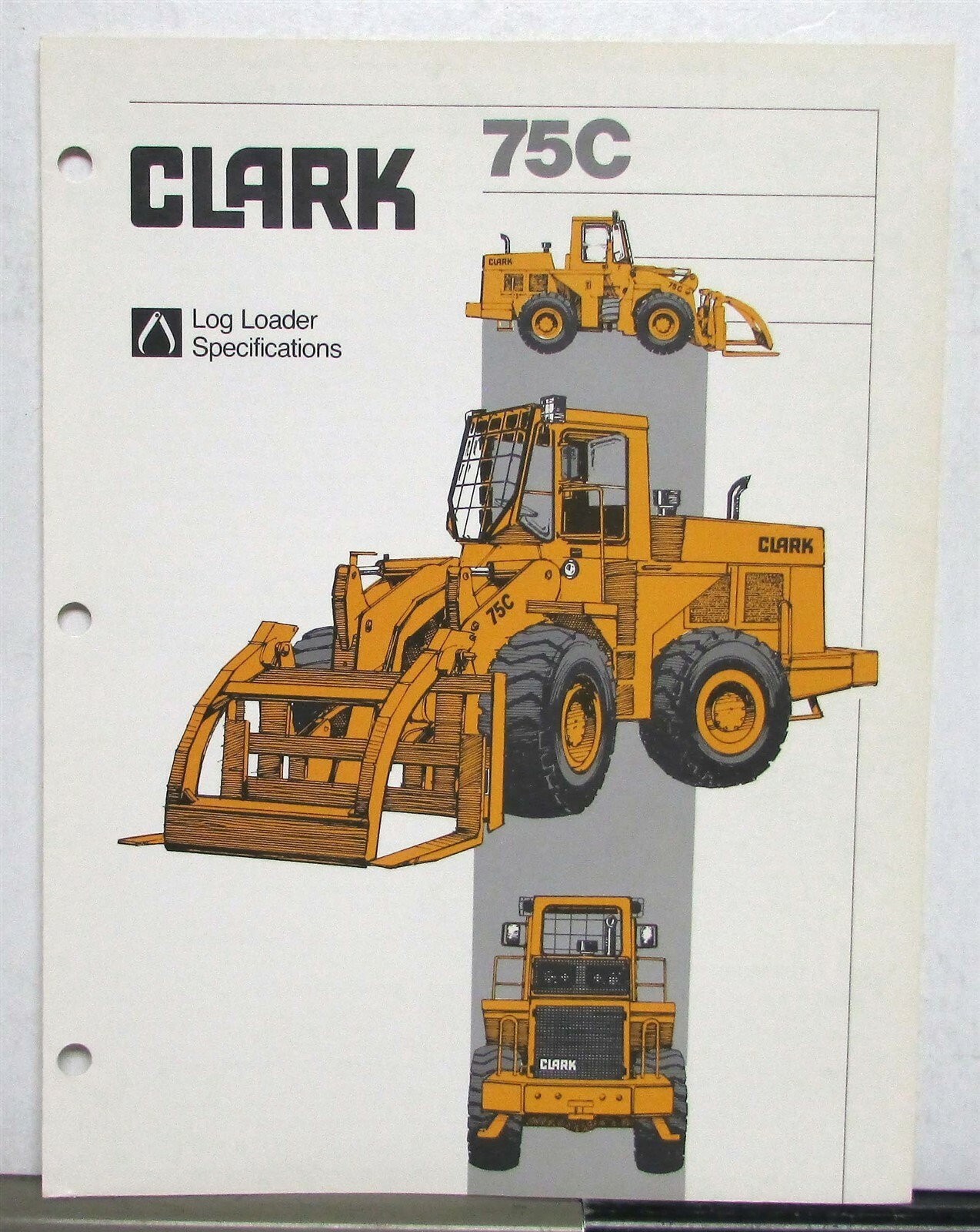 1981 Clark 75C Log Loader Specifications Construction Sales Tri-Folder