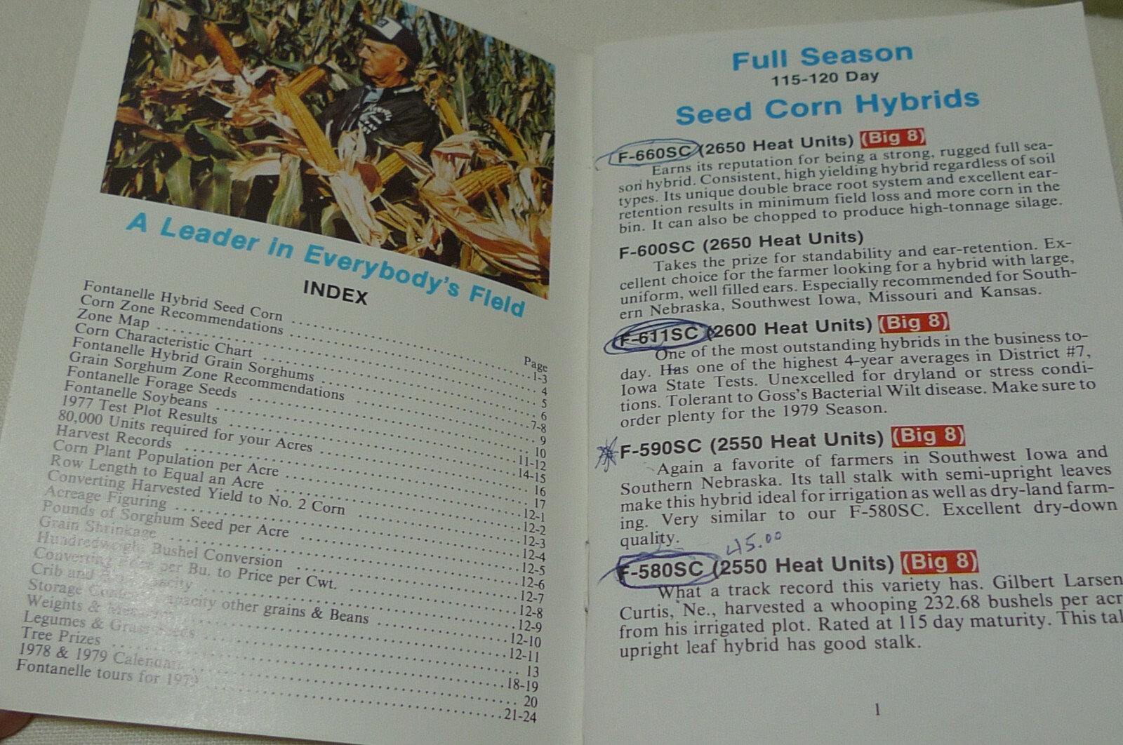 Fontanelle Hybrids Seed Corn Fremont Nebraska Field Notes Pocket Notebook 1978