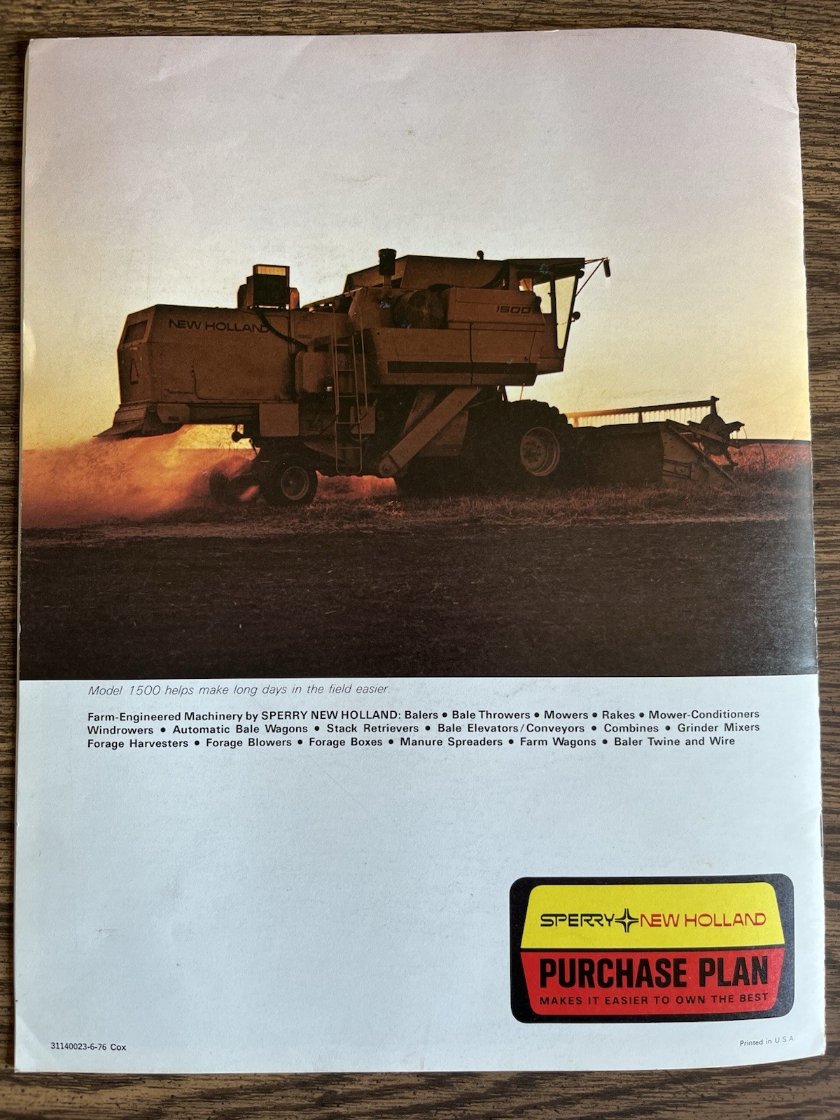 New Holland Corn Combine 1400 1500 Sales Brochure 1976