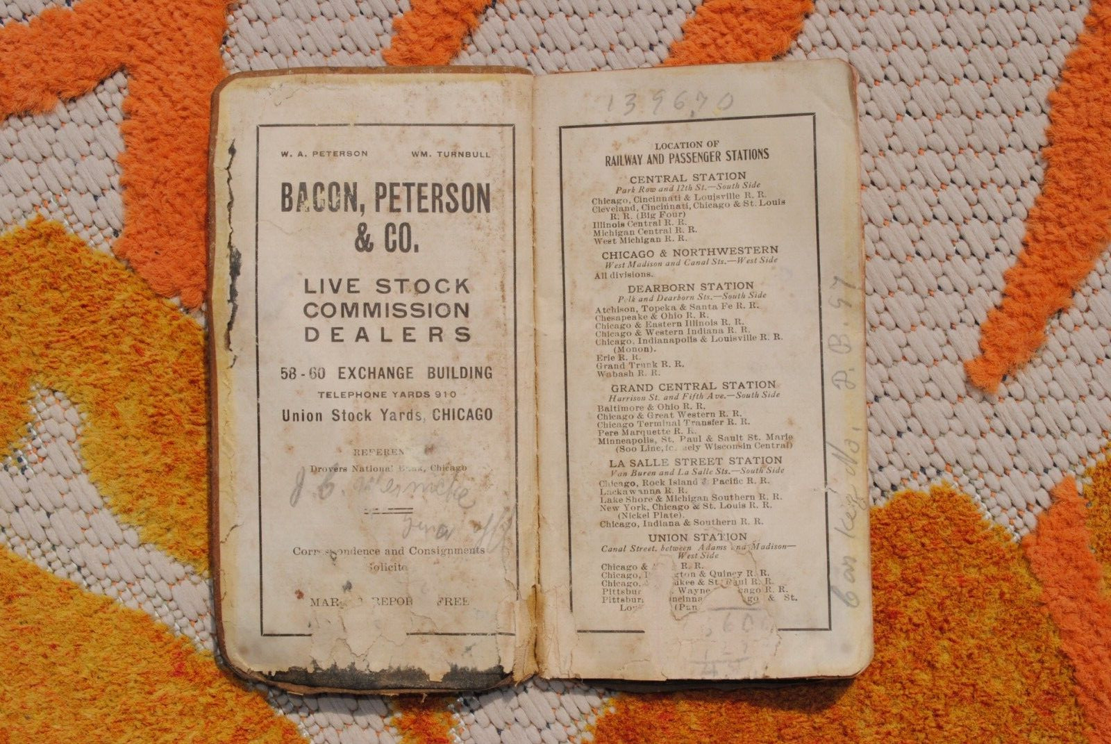 Antique Leather Pocket Ledger Livestock Dealers/ Chicago Stockyards 1916-17