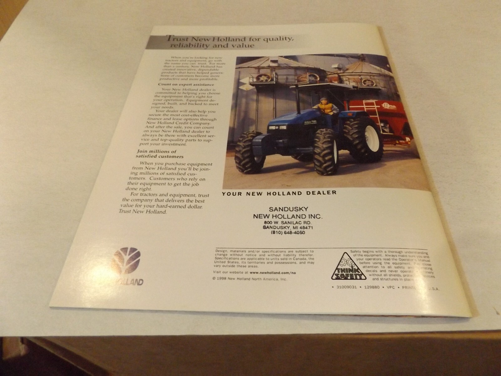 1998 NH TS TRACTORS 70 to 90 PTO hp TS90 TS100 TS110. LIT # 31009031
