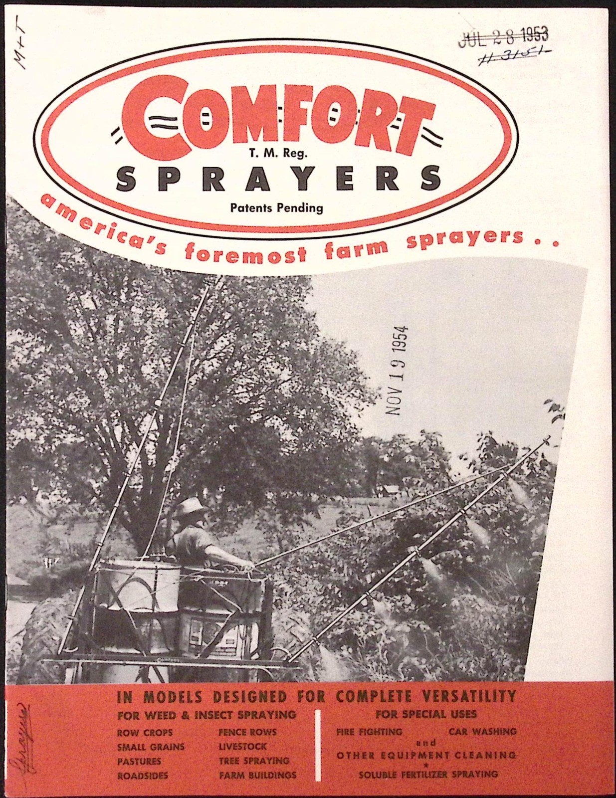 1954 Comfort Sprayer Farm Sprayer Brochures Comfort Equipment Co Kansas City MO