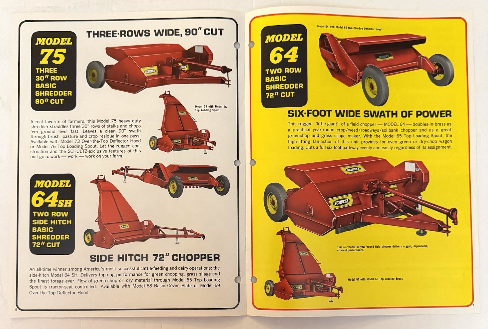 Vtg 1972 & 1988 Set Of 2 Farming Agricultural Shultz Mfg Dealer Sales Brochures