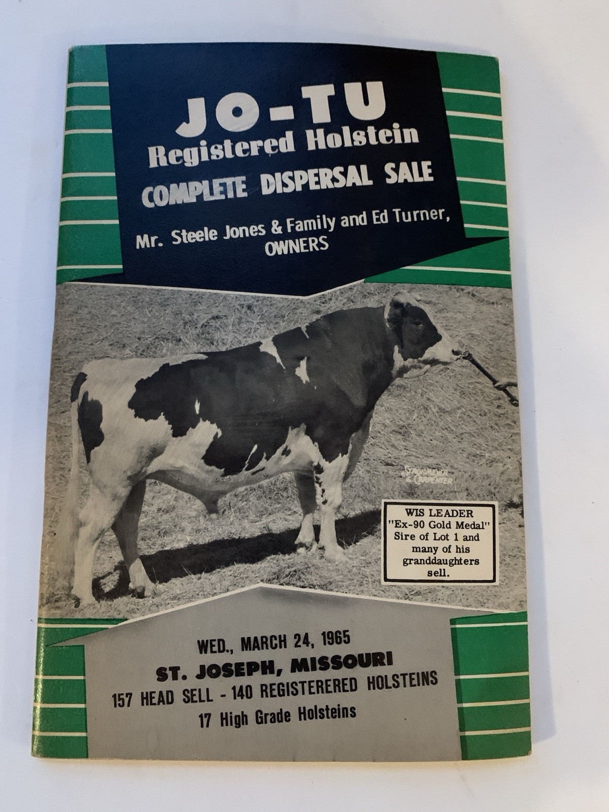 1965 Holstein Cattle Auction Catalog St. Joseph MO Jones & Turner Family