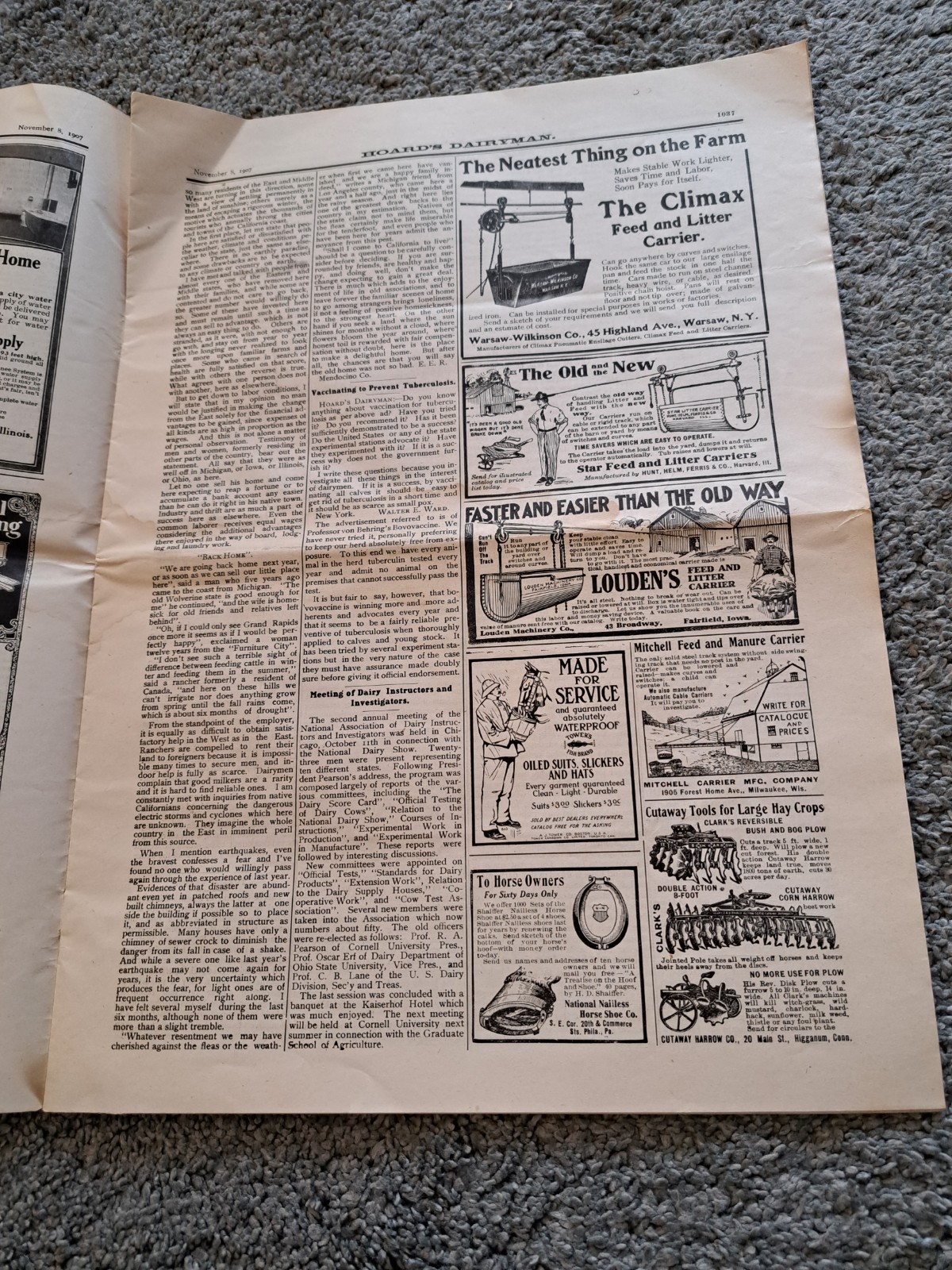 November 8 1907 Hoard’s Dairyman Newspaper Dairy Farming Magazine