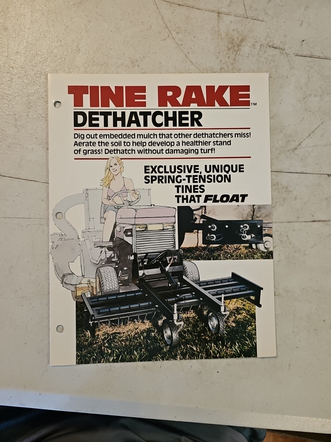 Vintage 1984 Tine Rake Dethatcher Dealer Sales Brochure