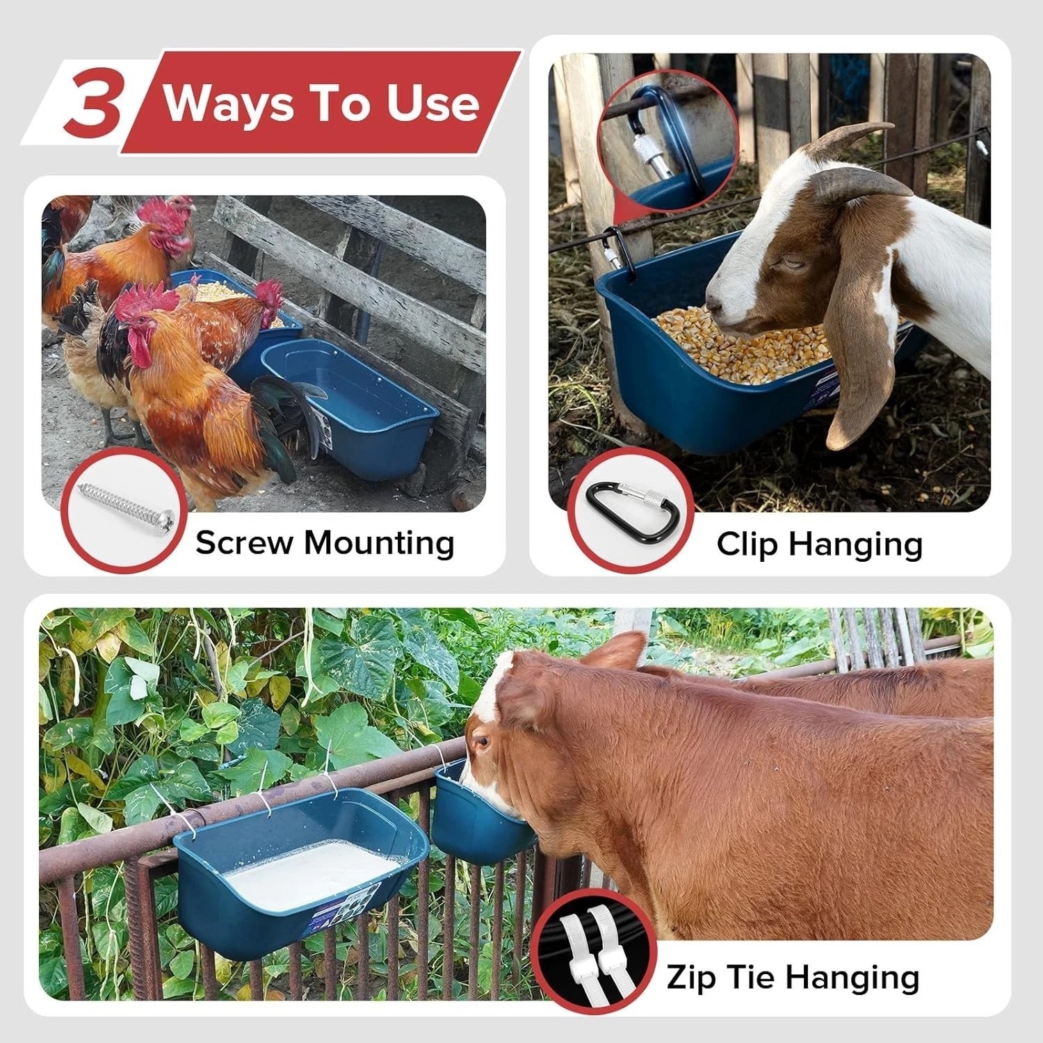 Comprehensive 2 Pack 9 Quart Livestock Feeders: Versatile & Safe Design