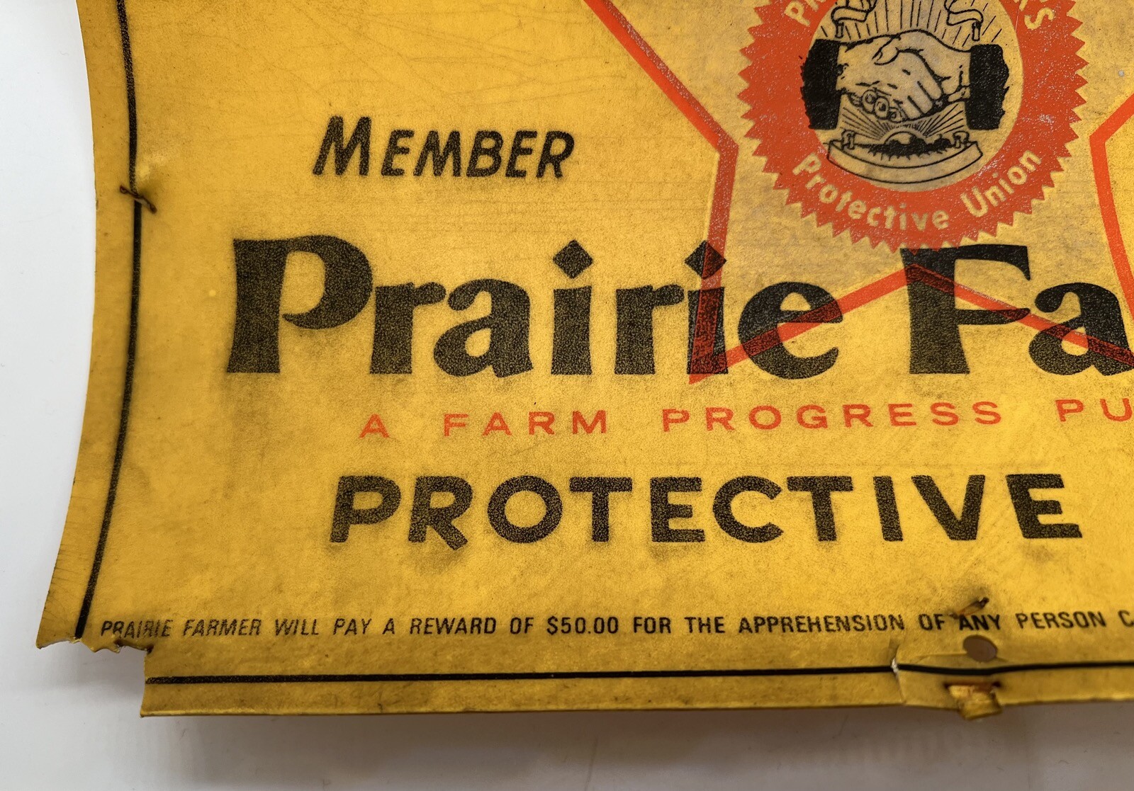 Vintage “NO TRESPASSING” Sign – PRAIRIE FARMER PROTECTIVE UNION 12″x8″ Plastic