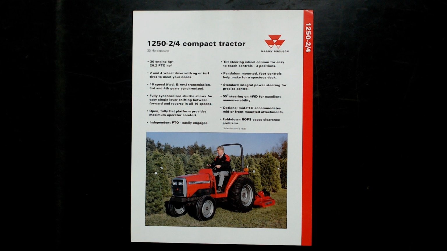 Massey Ferguson 1250-2/4 Compact Tractor Vintage Brochure Red 1986