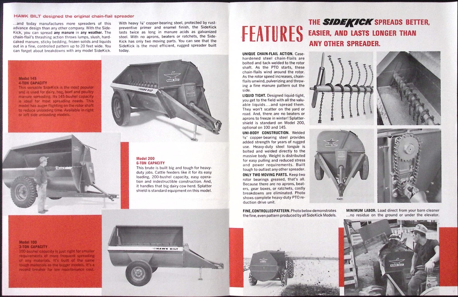 1966 Hawk Bilt Sidekick Manure Spreader Brochure Vinton IA