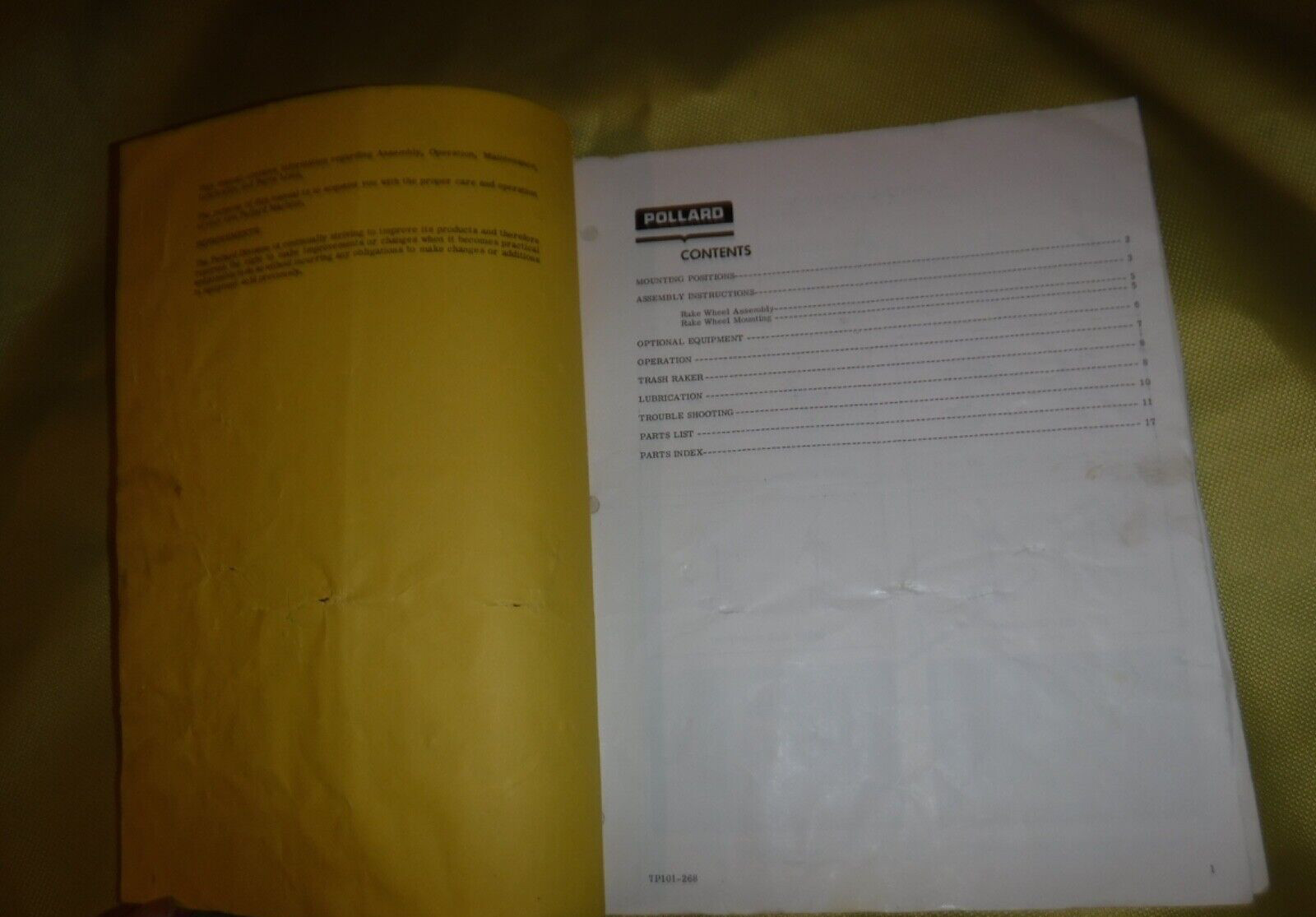 POLLARD OPERATORS MANUAL INSTRUCTIONS /PARTS LIST MODEL 109A 650 WINDOW TURNER